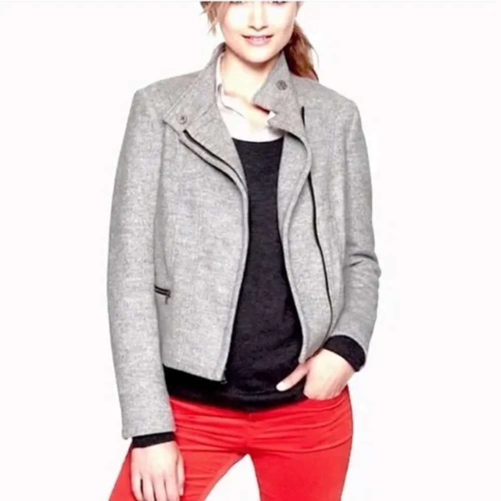 GAP Women's Gray Wool Blend Asymmetrical Full Zip Jacket Size Small
